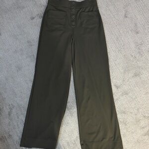 HALARA Olive High-Waisted Trousers with Elastic Waistband